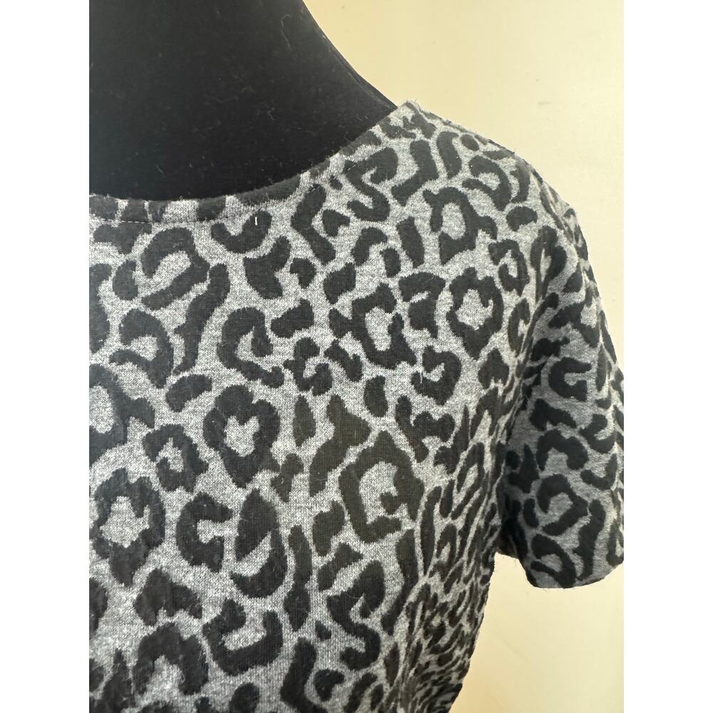 LOFT Gray Black Leopard Print Dress Women’s Size 10 Animal Print Dress - Picture 2 of 11